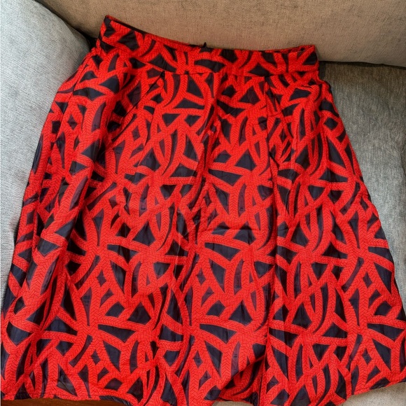 Eva Franco Dresses & Skirts - Anthropologie Eva Franco - Elegant Red and navy/ black-ish geometric a-Lin Skirt